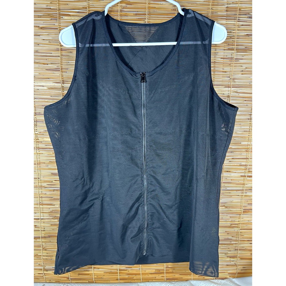 ZEROBODYS Mens  Black Mesh Full Zip Shaping Tank Firm Compression Size 2XL